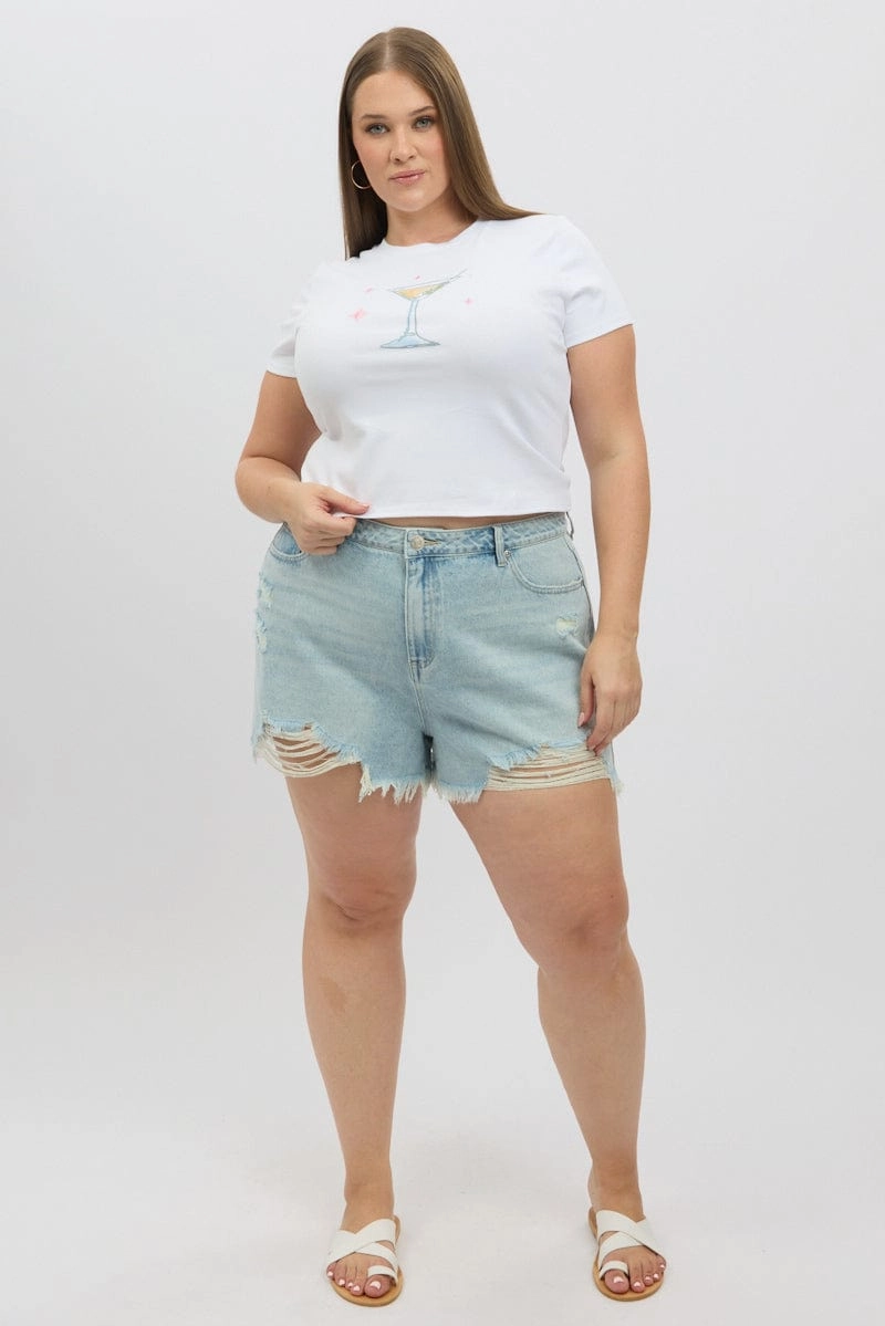 Casual Performance Fit Fashion Forward White Baby Tee Short Sleeve Crew Neck