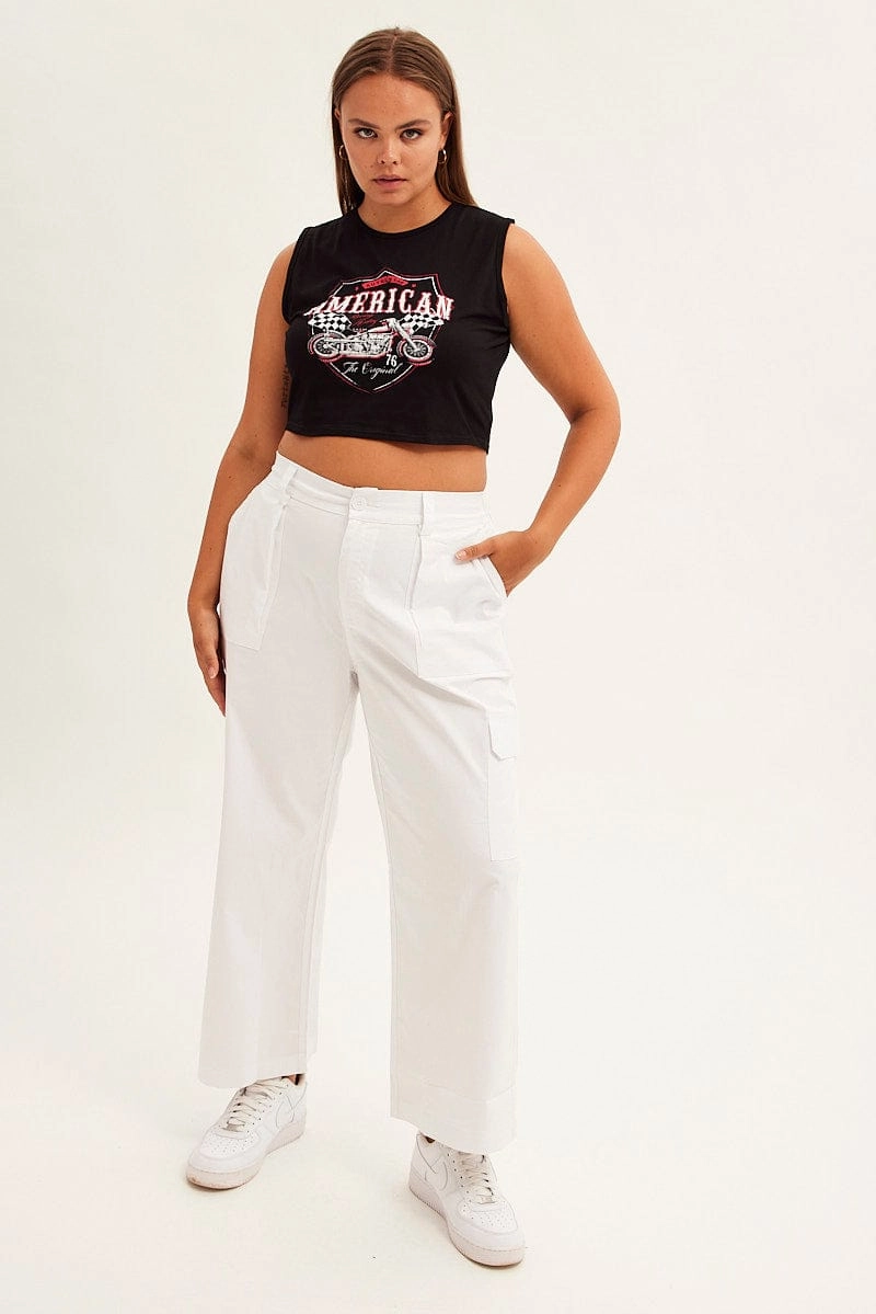 Comfy All-Day White Cargo Pants Mid Rise