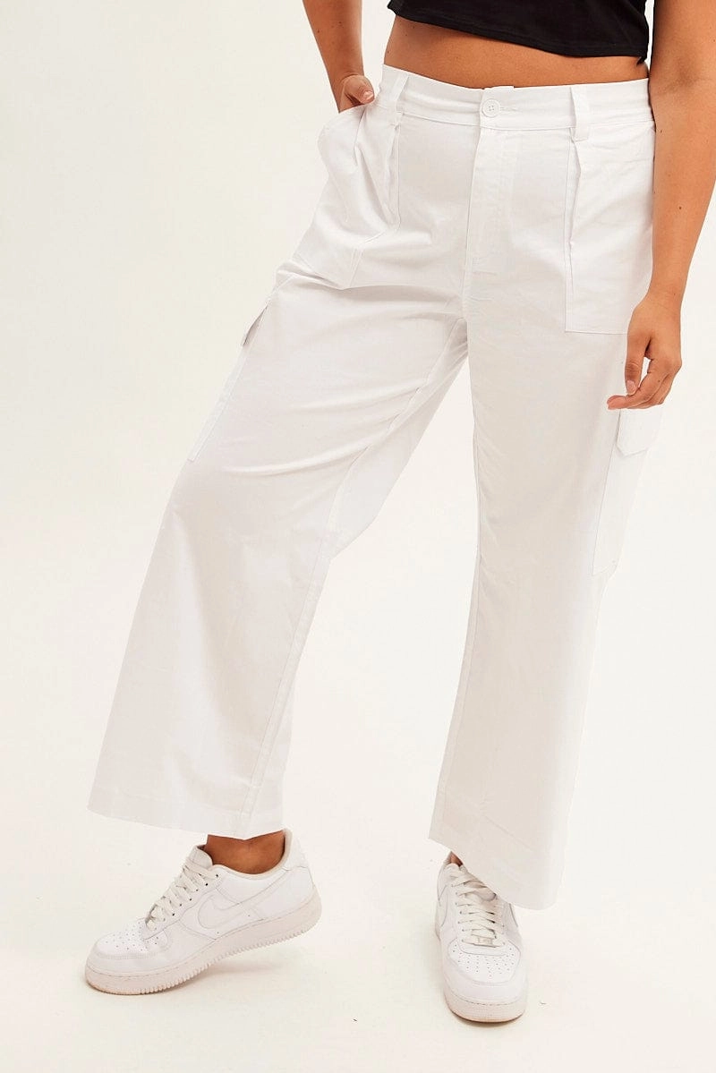 White Cargo Pants Mid Rise Performance Design Perfect Fit Wear