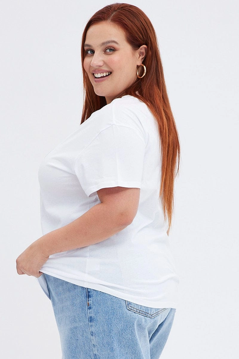 UPF Rated Fabric Reinforced Collar White College T-shirt Washington Regular Length Cotton