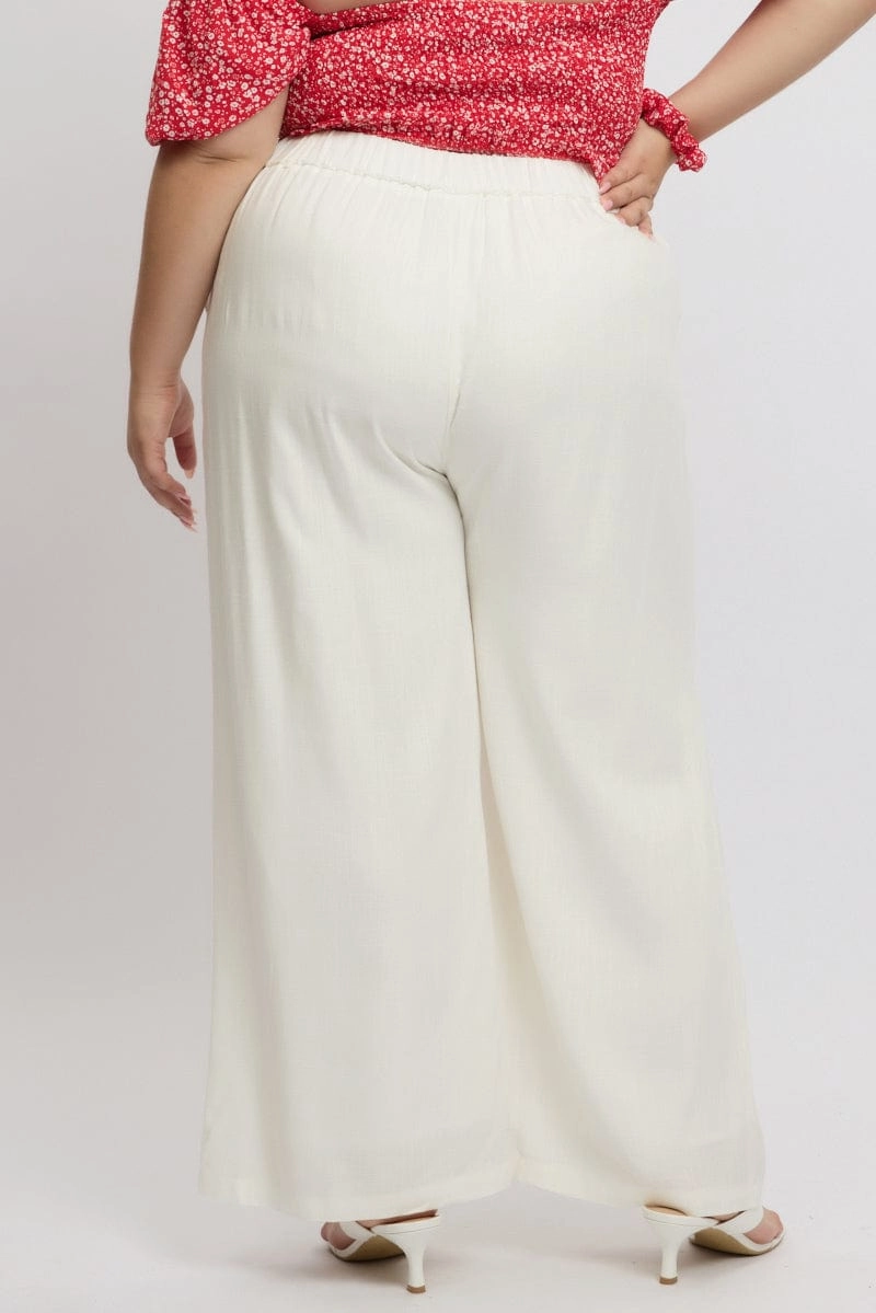 White Double Layer Linen White Pants Hidden pockets