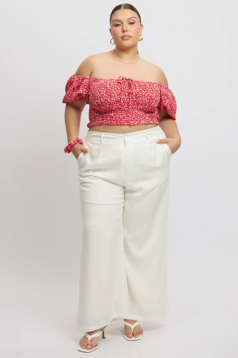 White Double Layer Linen White Pants Soft Waistband
