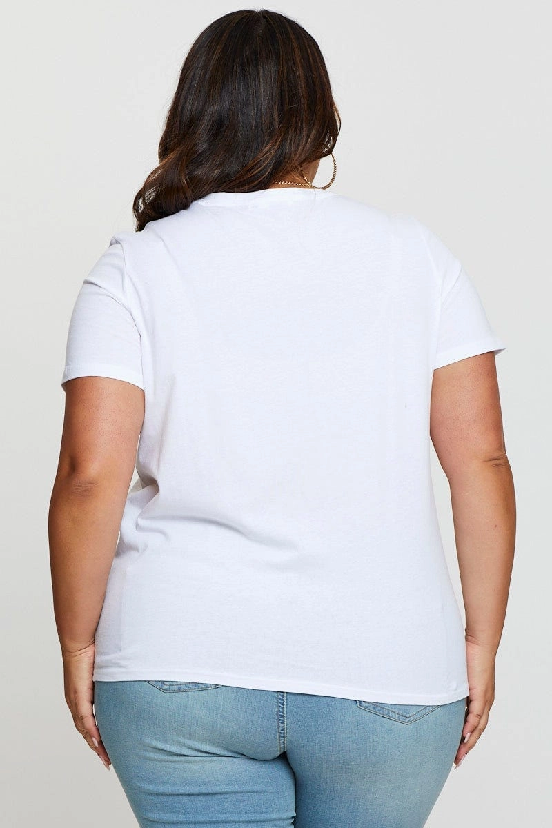 White Graphic T-shirt Arizona Biker Short Sleeve Cotton Classic Layer