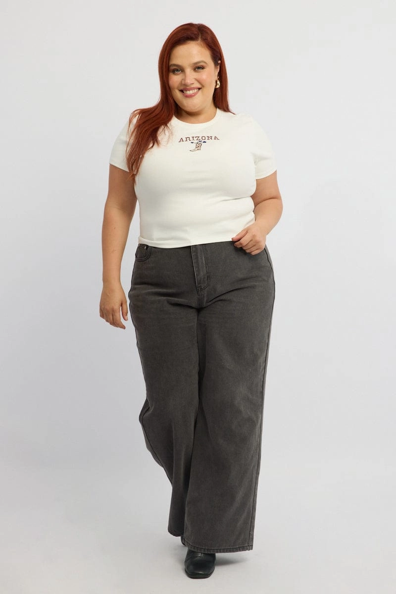 White Graphic T-shirt Short Sleeve Crew Neck Comfort and Ease