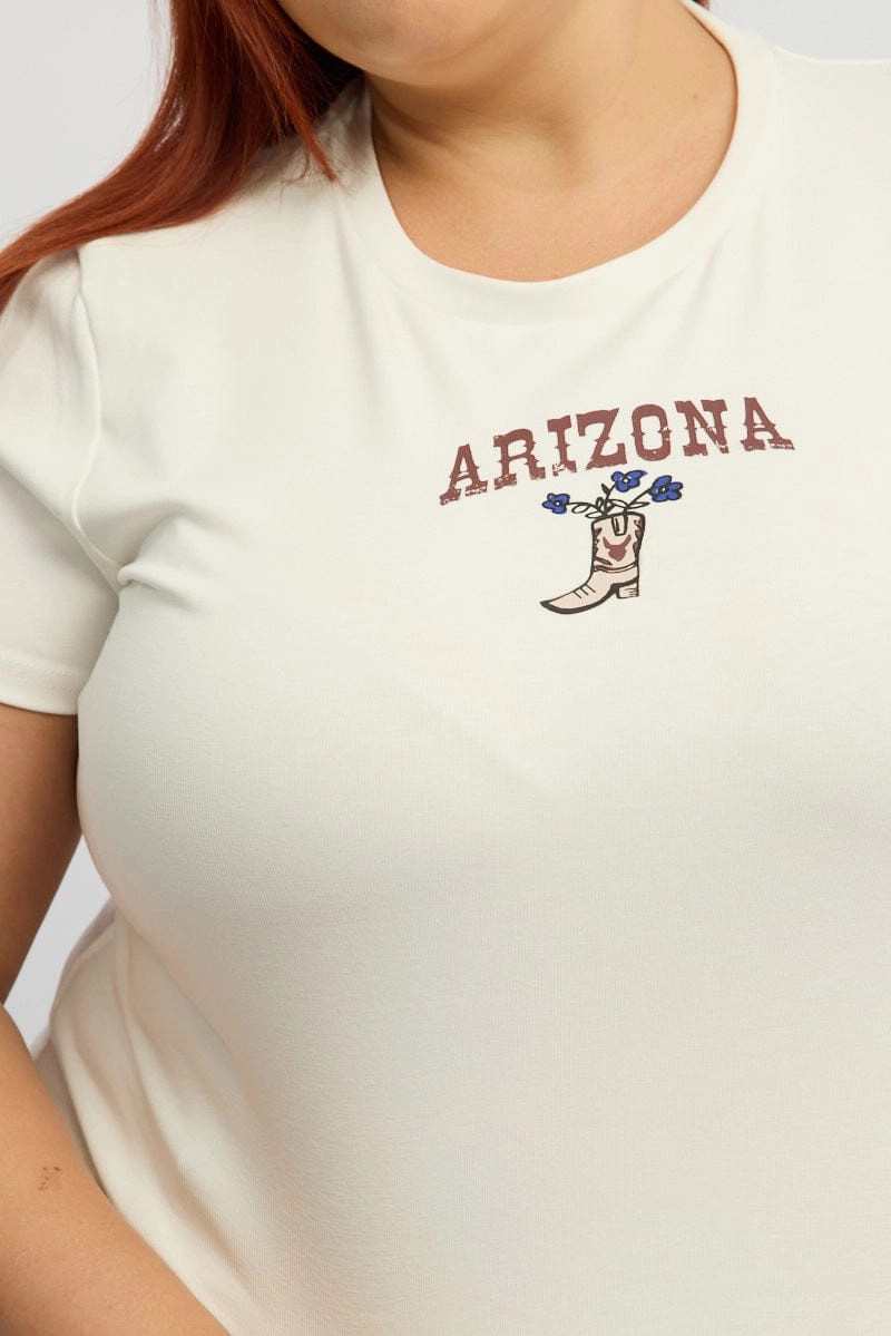 White Graphic T-shirt Short Sleeve Crew Neck Day-to-Day Comfort