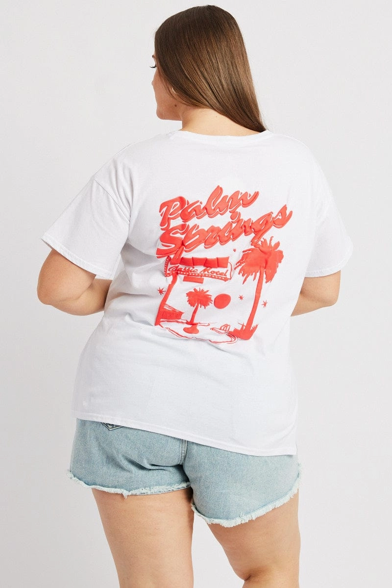 Buttery Soft Fabric Comfy Wear Fit White Graphic T Shirt Short Sleeve Crew Neck