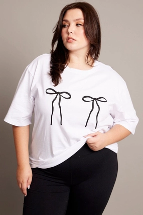 White Graphic T-shirt Short Sleeve Crew Neck Seasonal Layering Relaxed Fit Design