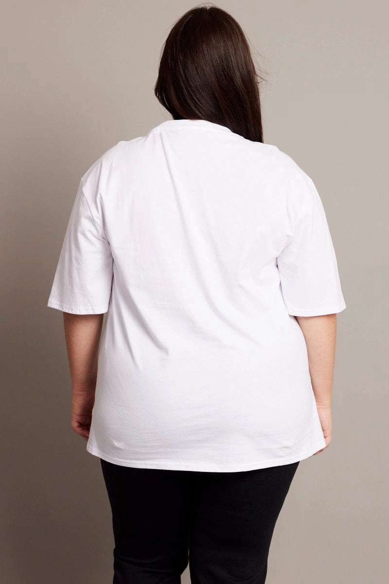 White Graphic T-shirt Short Sleeve Crew Neck Light and Soft Perfect Wear