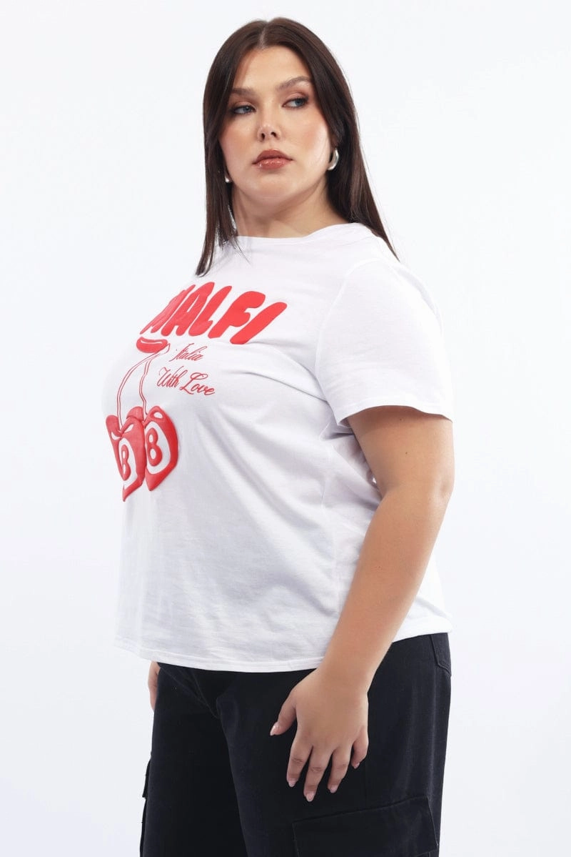 Everyday Wearable White Graphic T-shirt Short Sleeve Crew Neck