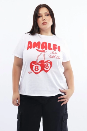 Simple Chic Casual Style Wear White Graphic T-shirt Short Sleeve Crew Neck