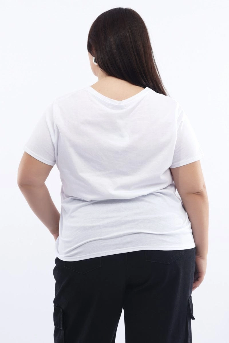 Timeless casual wear White Graphic T-shirt Short Sleeve Crew Neck