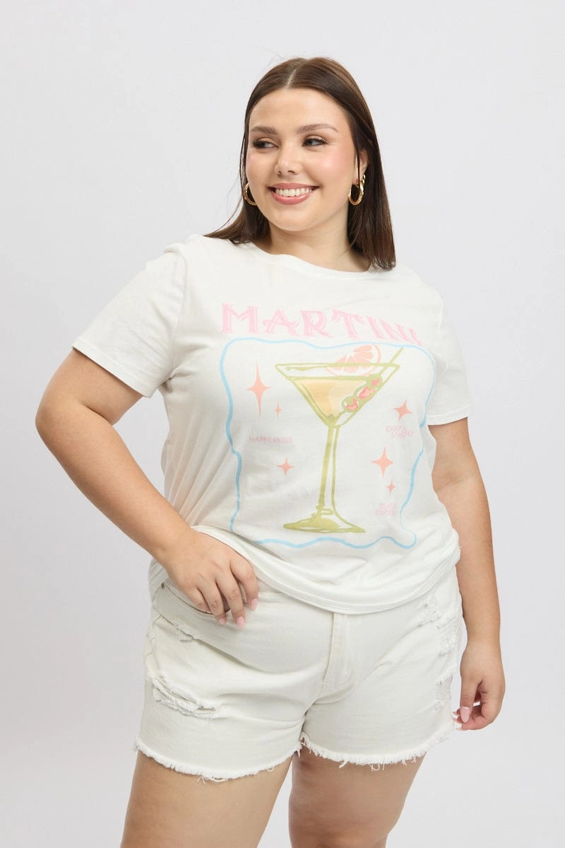 sports activity White Graphic T Shirt Short Sleeve