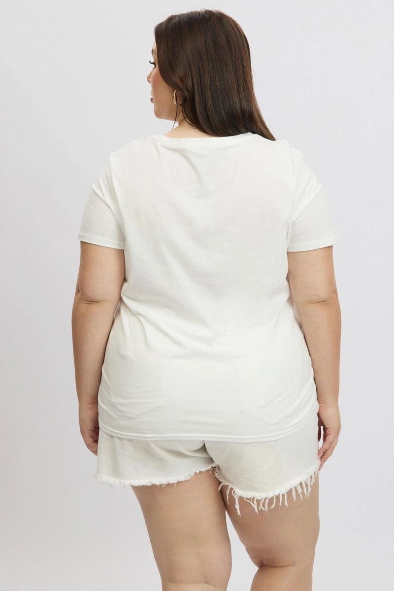 TemperatureRegulating White Graphic T Shirt Short Sleeve