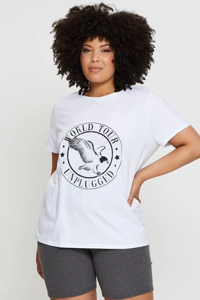 Breathable Design White Graphic T-shirt World Tour Crew Neck Short Sleeve