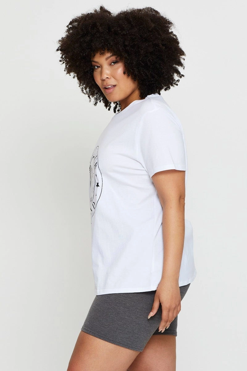 White Graphic T-shirt World Tour Crew Neck Short Sleeve Streetwear attitude Fresh Look