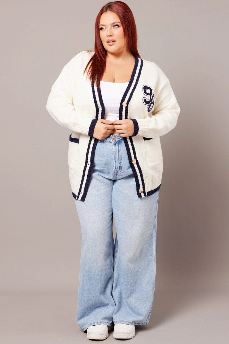 Casual City ErgonomicFit White Knit Cardigan Longline