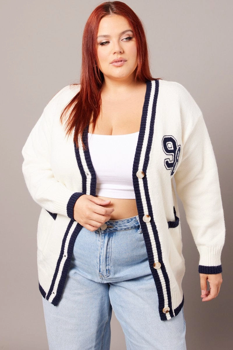 White Knit Cardigan Longline Transition Wear