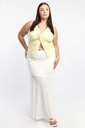 Gentle Flow Easy Movement White Lace Maxi Skirt