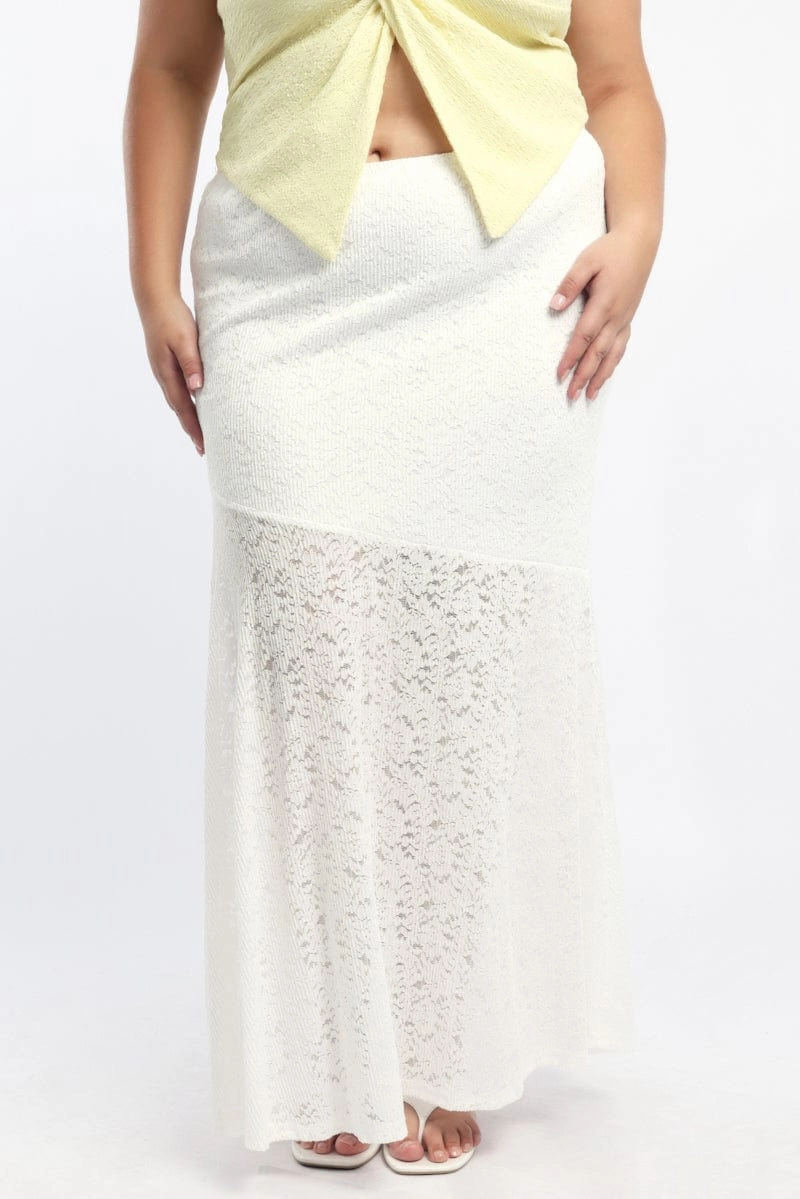 Feminine Charm White Lace Maxi Skirt