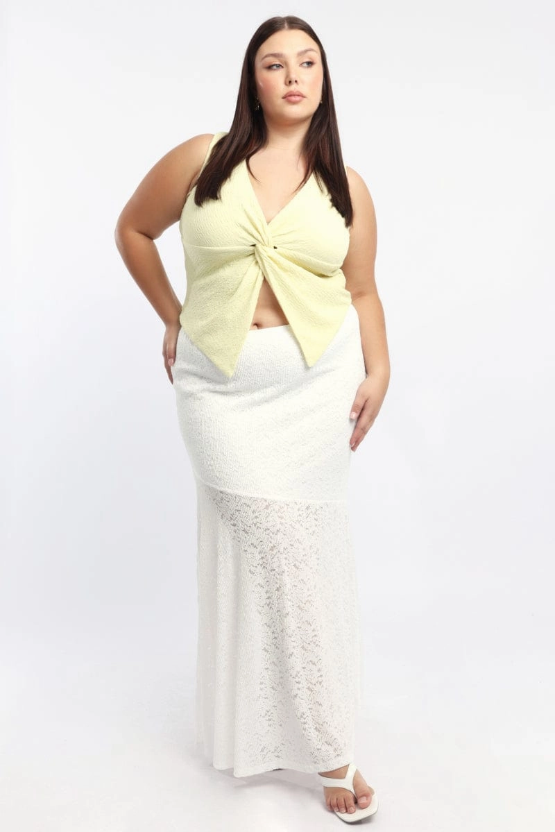 Gentle Flow Easy Movement White Lace Maxi Skirt