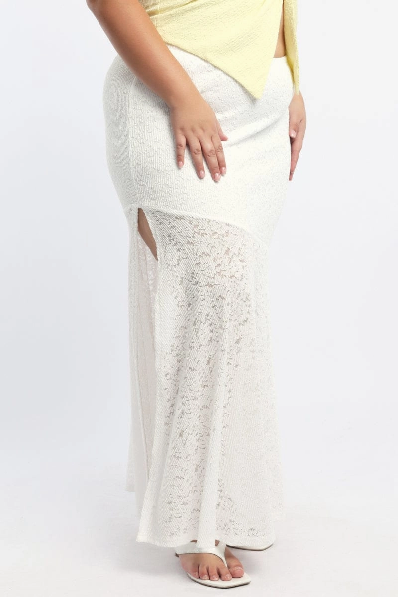 understated look White Lace Maxi Skirt
