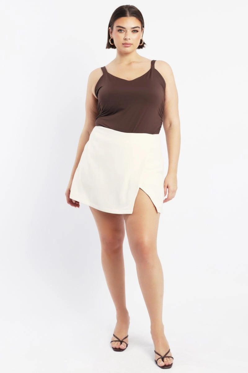 White Mini Wrap Front Skirt Skort Style Moment Simple Look