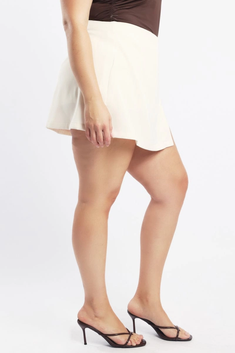 White Mini Wrap Front Skirt Skort Layered Look Urban Pulse