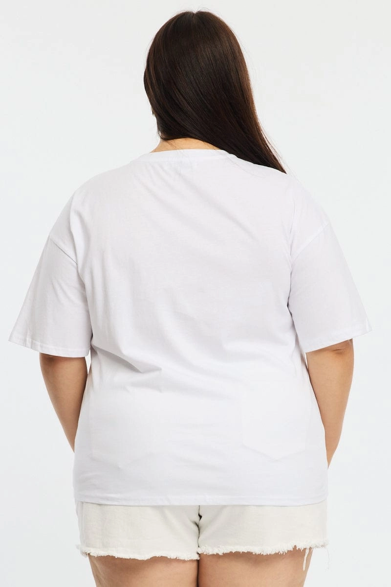 Easy Look White Post Stamp T-shirt Short Sleeve