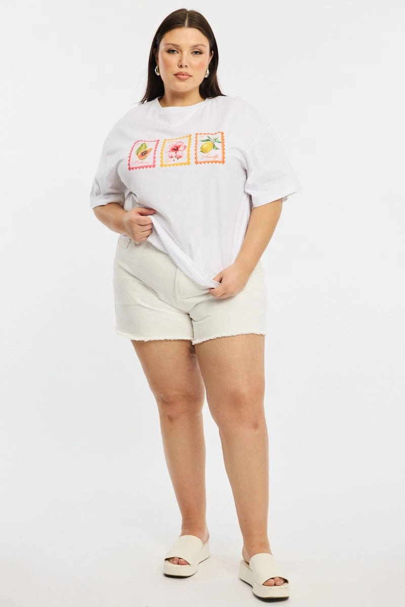 White Post Stamp T-shirt Short Sleeve Sleek Layers