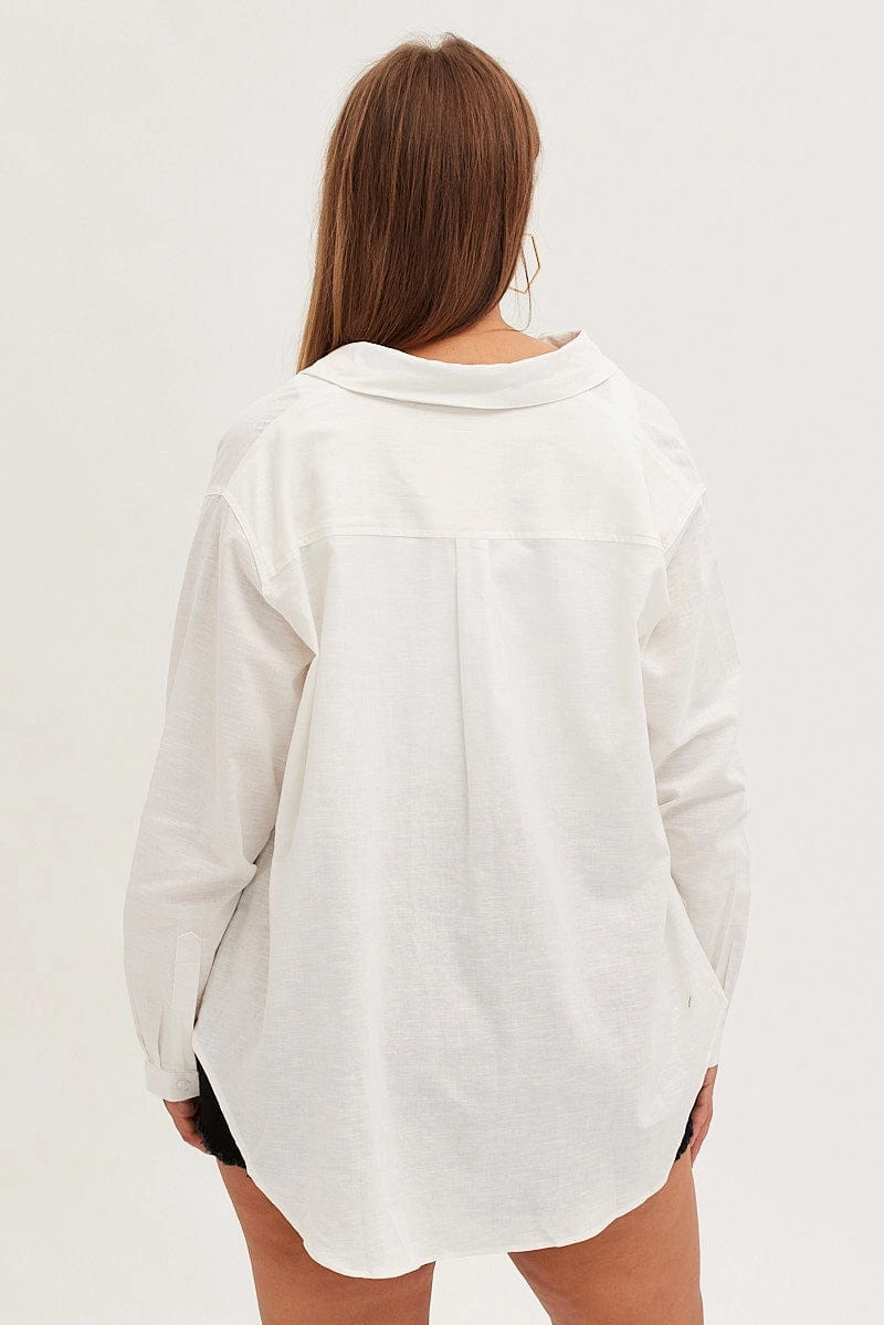 White Relaxed Shirt Long Sleeve Button Up Everyday Essential