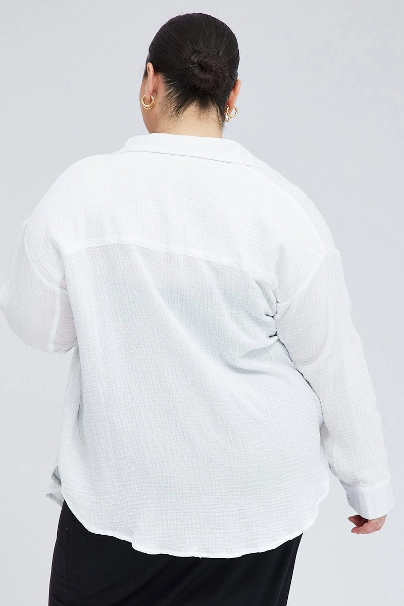Timeless Fit Sustainable fashion White Relaxed Shirt Long Sleeve