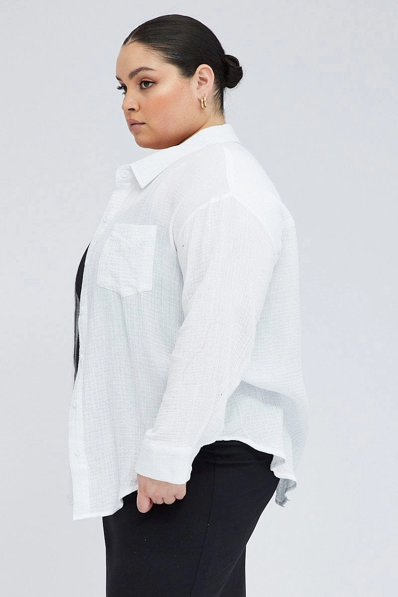 Tagless Design Abstract art White Relaxed Shirt Long Sleeve