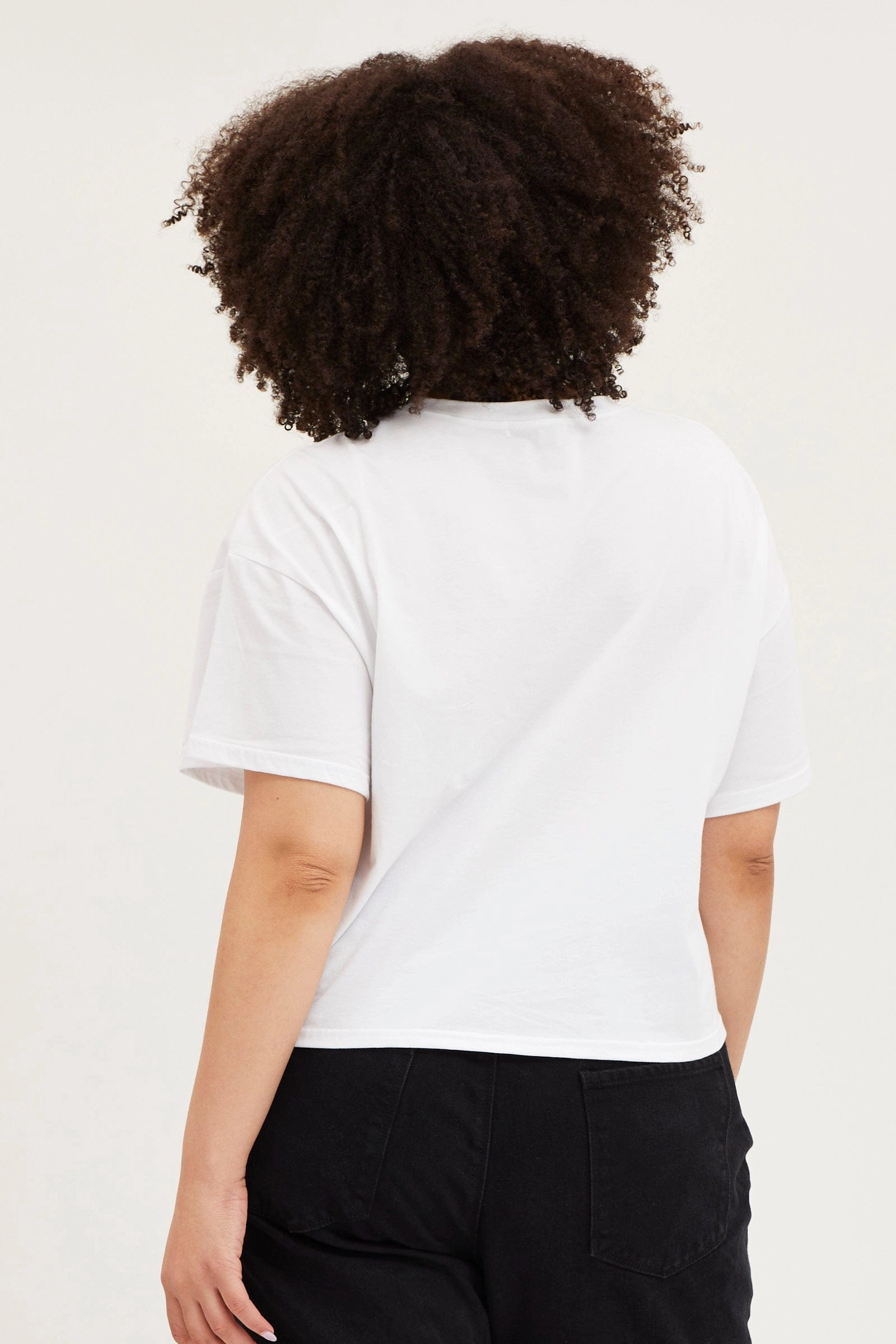 White Short Sleeve Motorcycle Semi Crop Printed T-shirt anti static coating