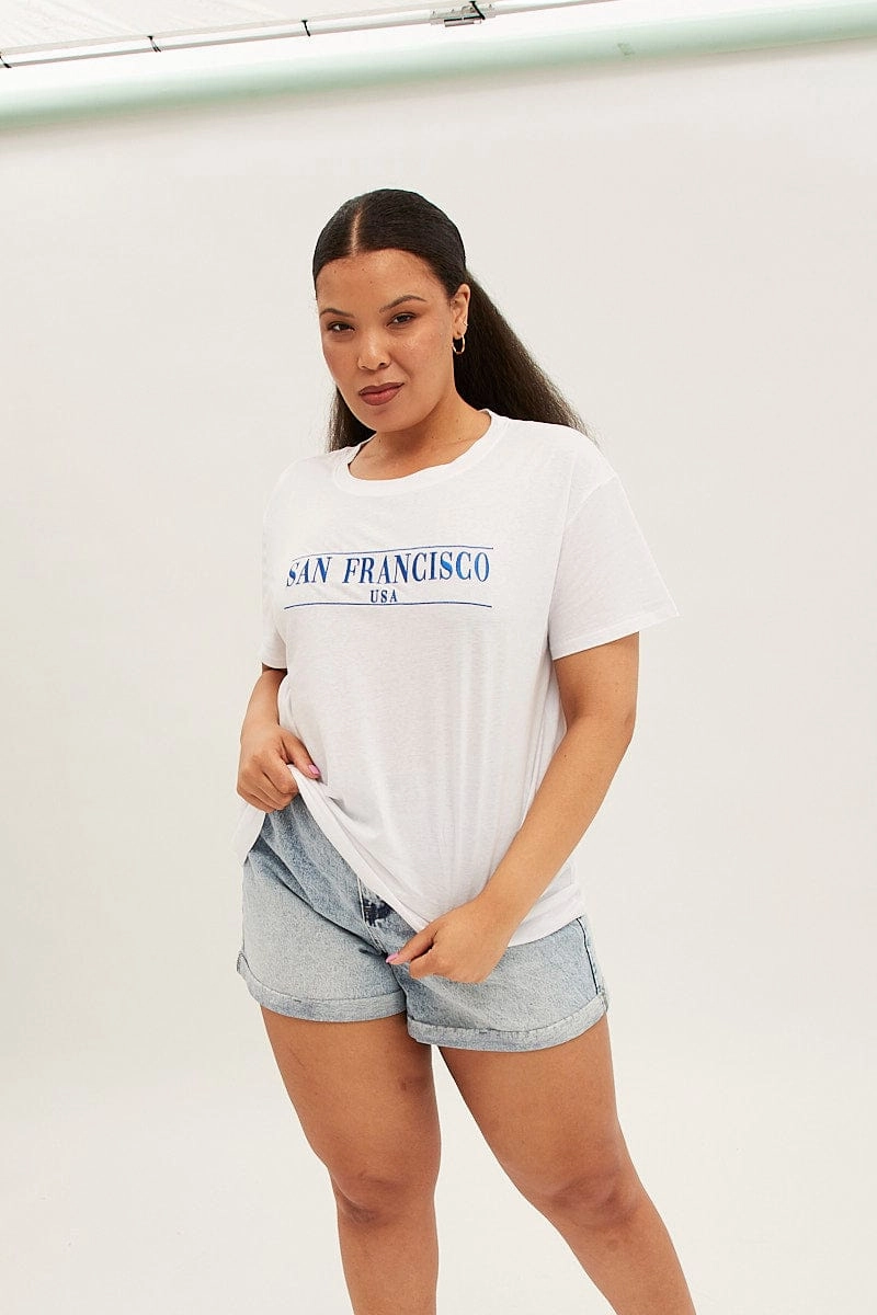 Unisex Core Washable White Short Sleeve White San Francisco T-shirt