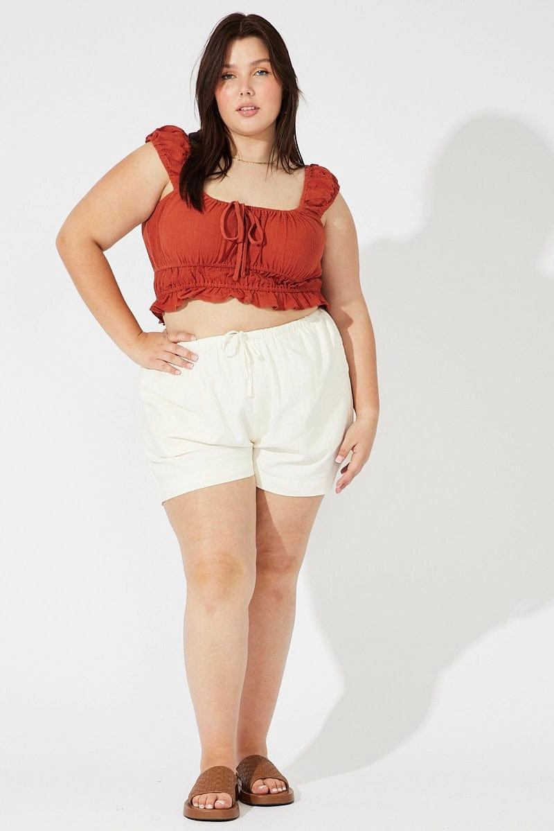 Everyday Ease White Shorts Mid Rise Linen Blend