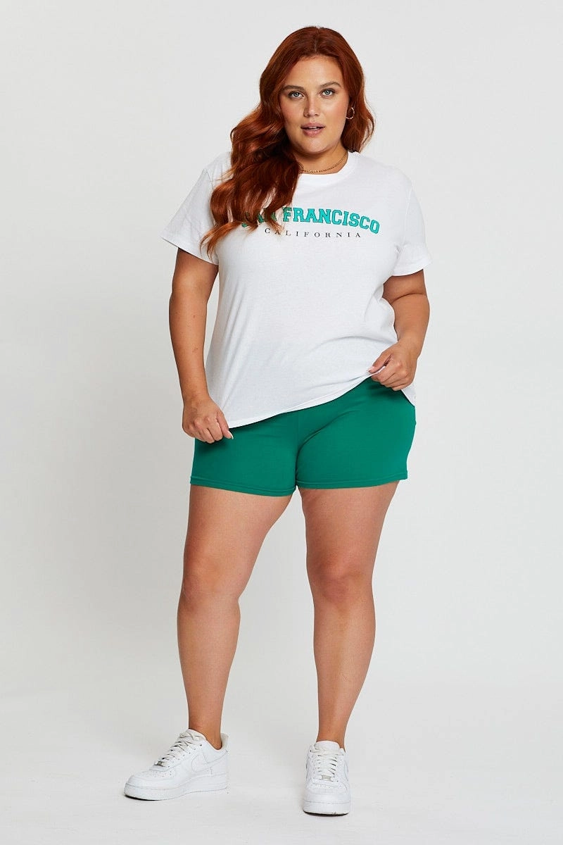 White Sleeve T-shirt San Francisco Embroidered Short Comfy Essentials Wear Stretchable Knit