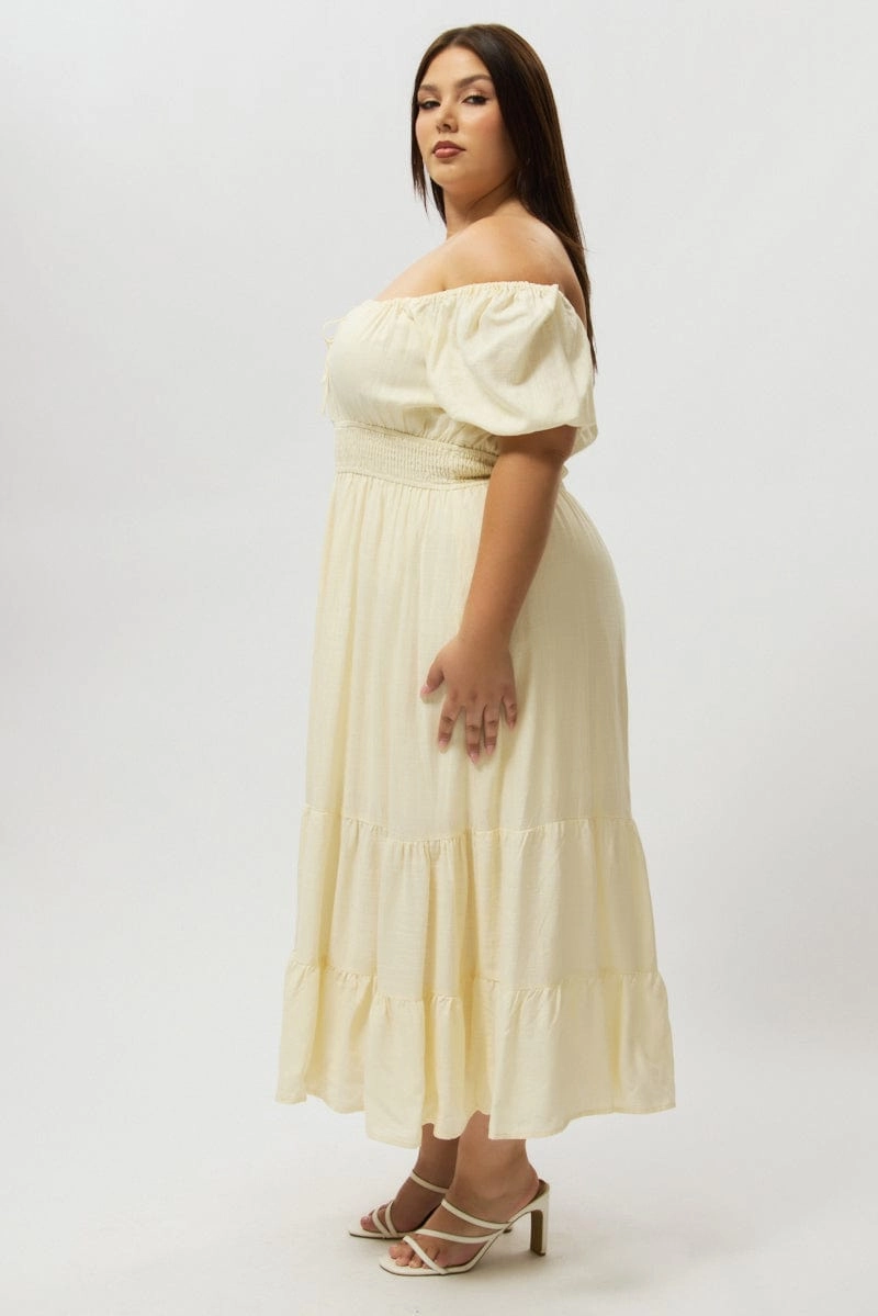 Summer Mood White Tiered Midi Dress Short Sleeve Ruched Bust