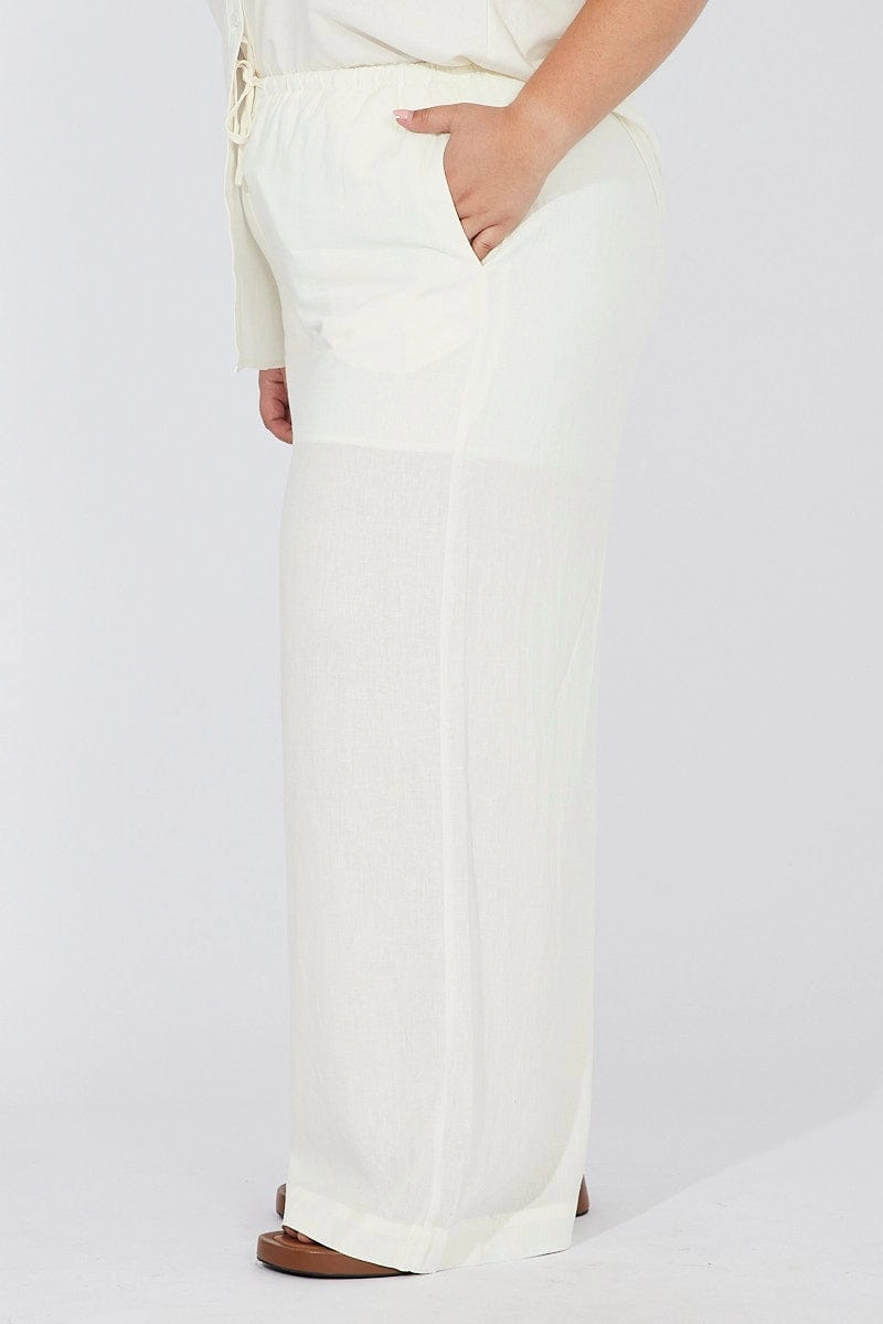 White Wide Leg Pants High Rise Moisture Lock Technology ThermalRegulatingLining
