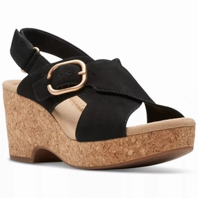 Clarks Women's Giselle Dove Sandals - Black Trendy Beach Footwear Light cushion
