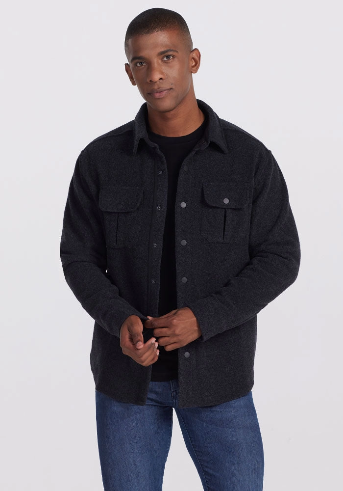 Wilder Shirt Jac - Carbon Black Modern Street Convertible Collar