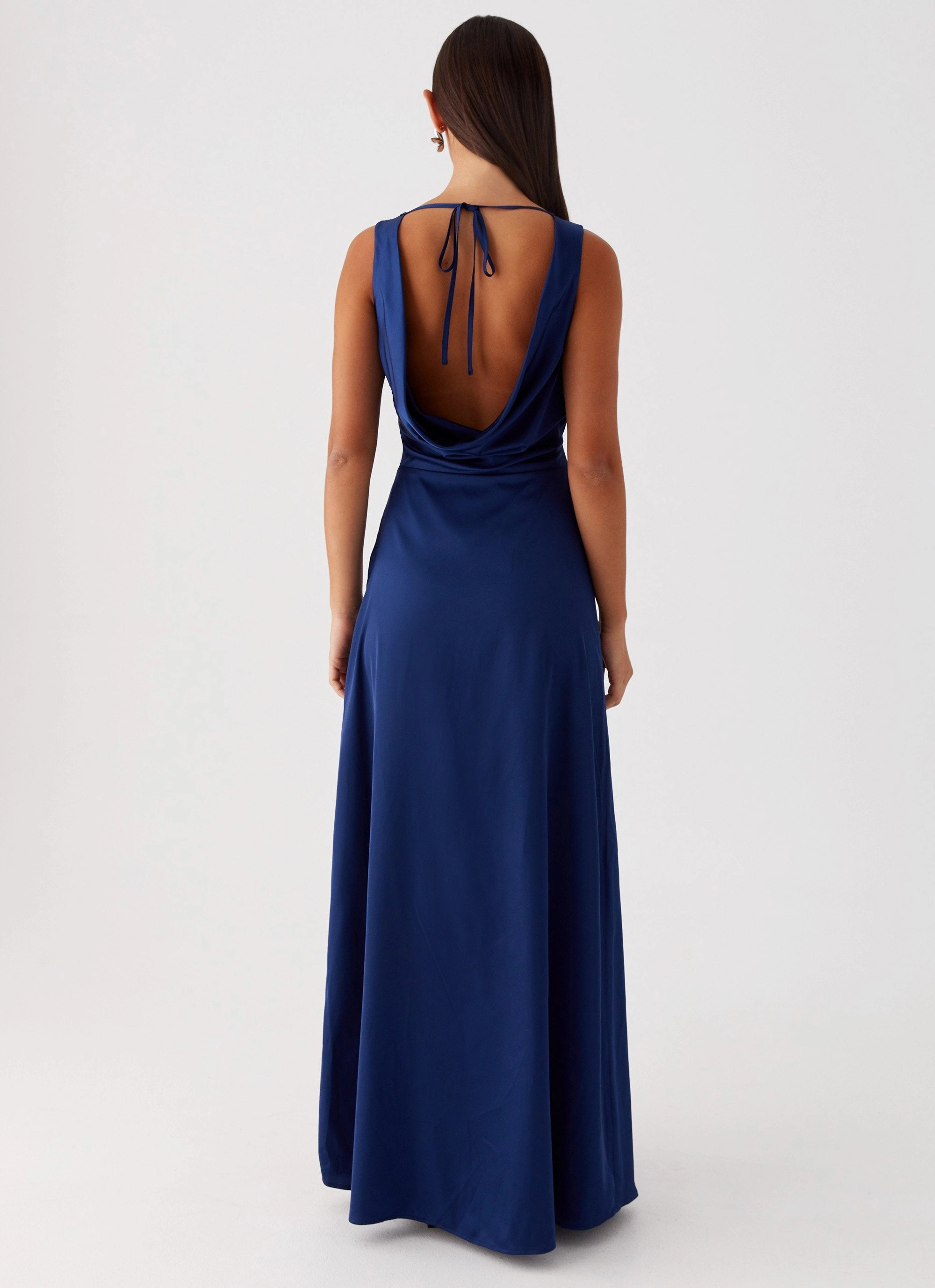 Winnie Cowl Back Maxi Dress - Navy Fluid Cut Event Glow