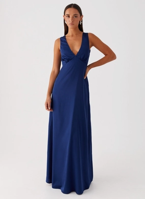 Winnie Cowl Back Maxi Dress - Navy Bless Glow Mood Flex