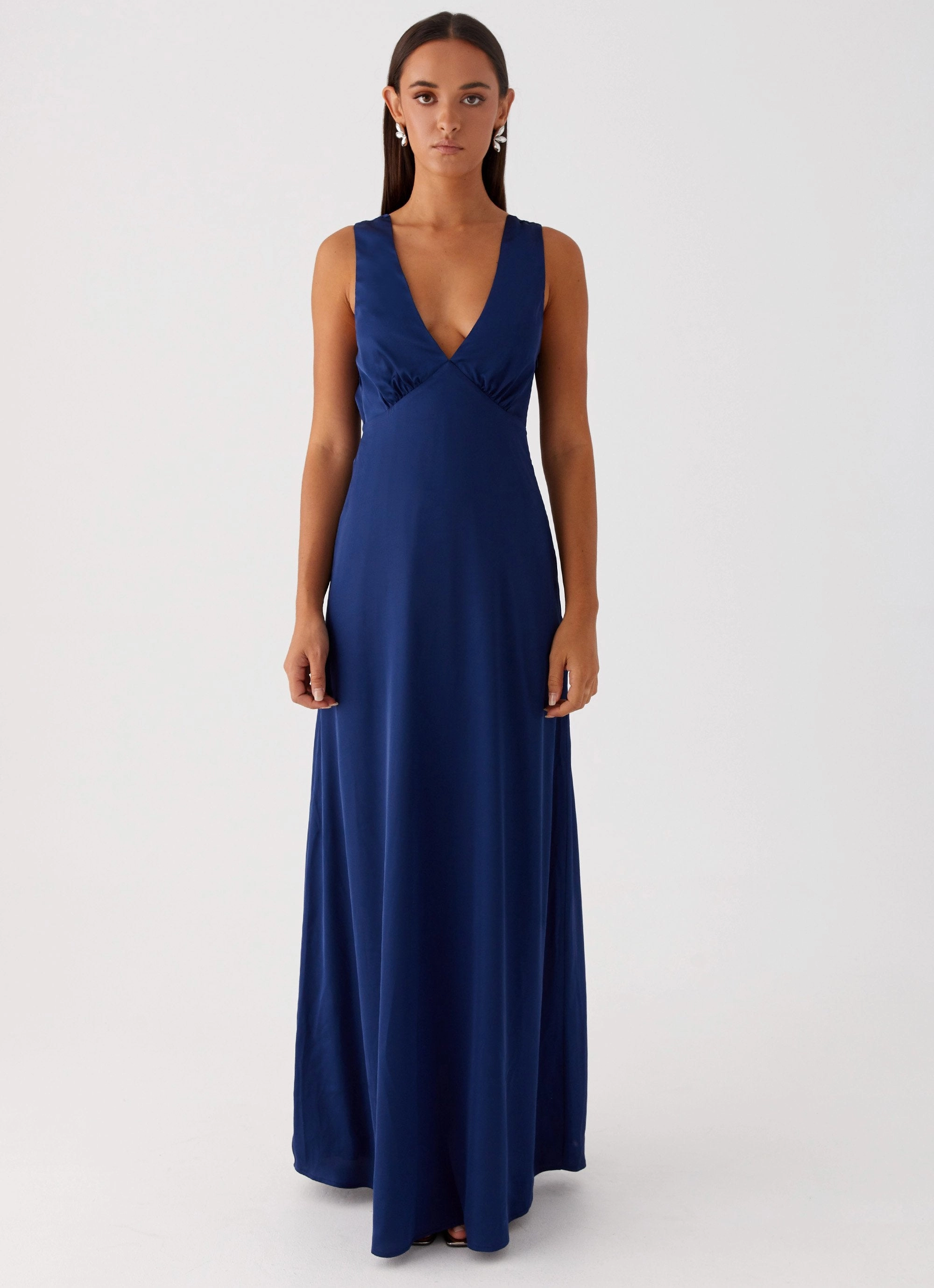 Winnie Cowl Back Maxi Dress - Navy Gentle Look Luxe Appeal