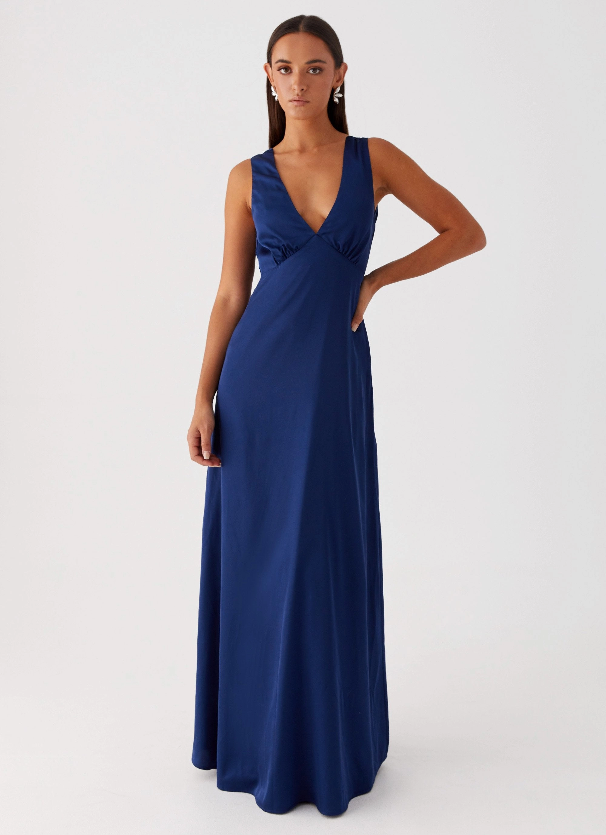 Winnie Cowl Back Maxi Dress - Navy Bless Glow Mood Flex