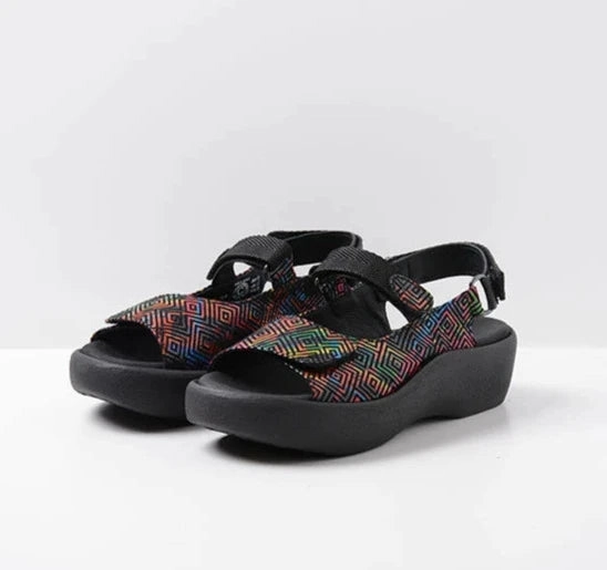 Wolky Women's Jewel Sandal - Multi Corza Print No Rub Footbed Massage Nodes
