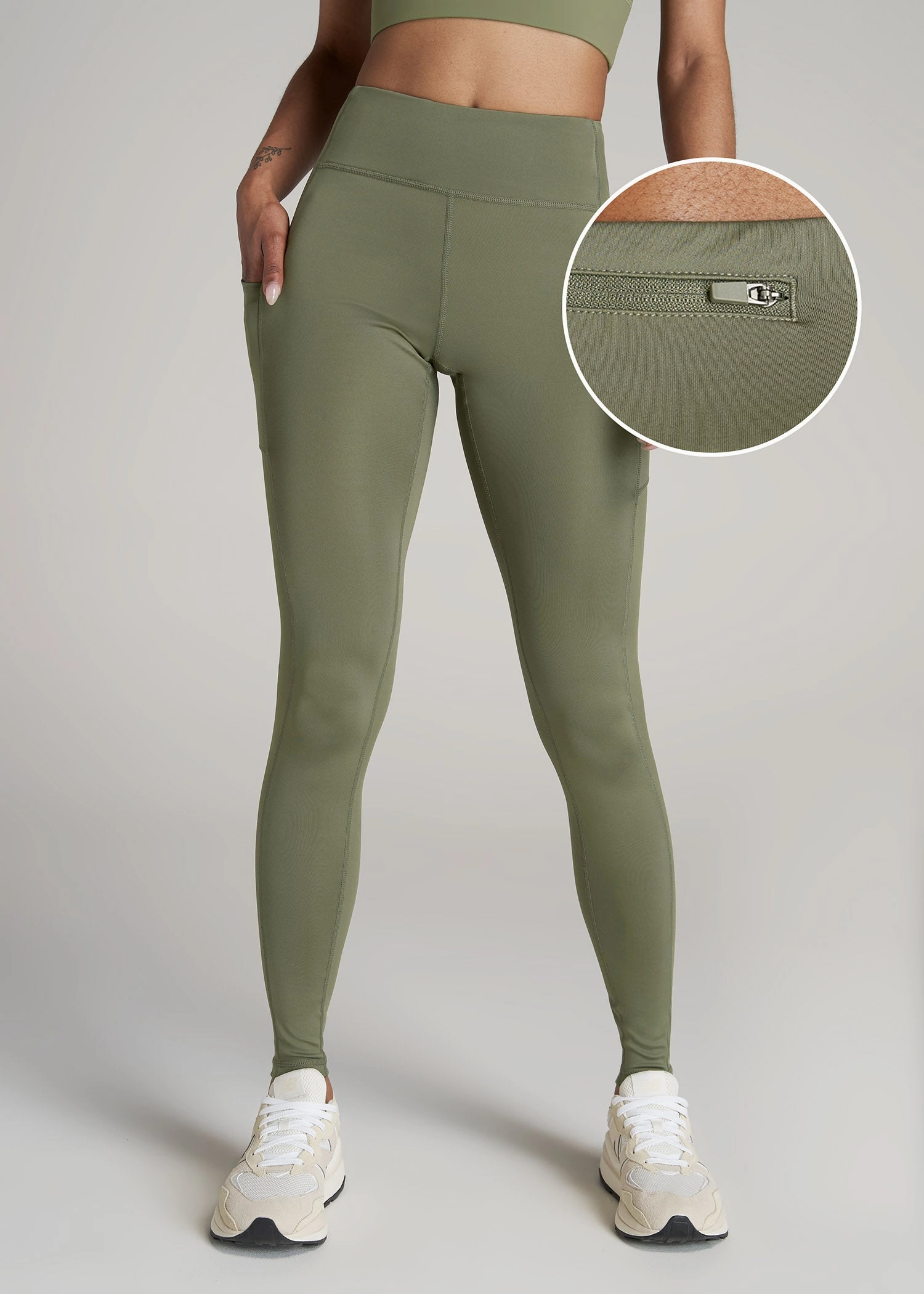 Women's Active Tall Leggings with Pockets in Olive All terrain