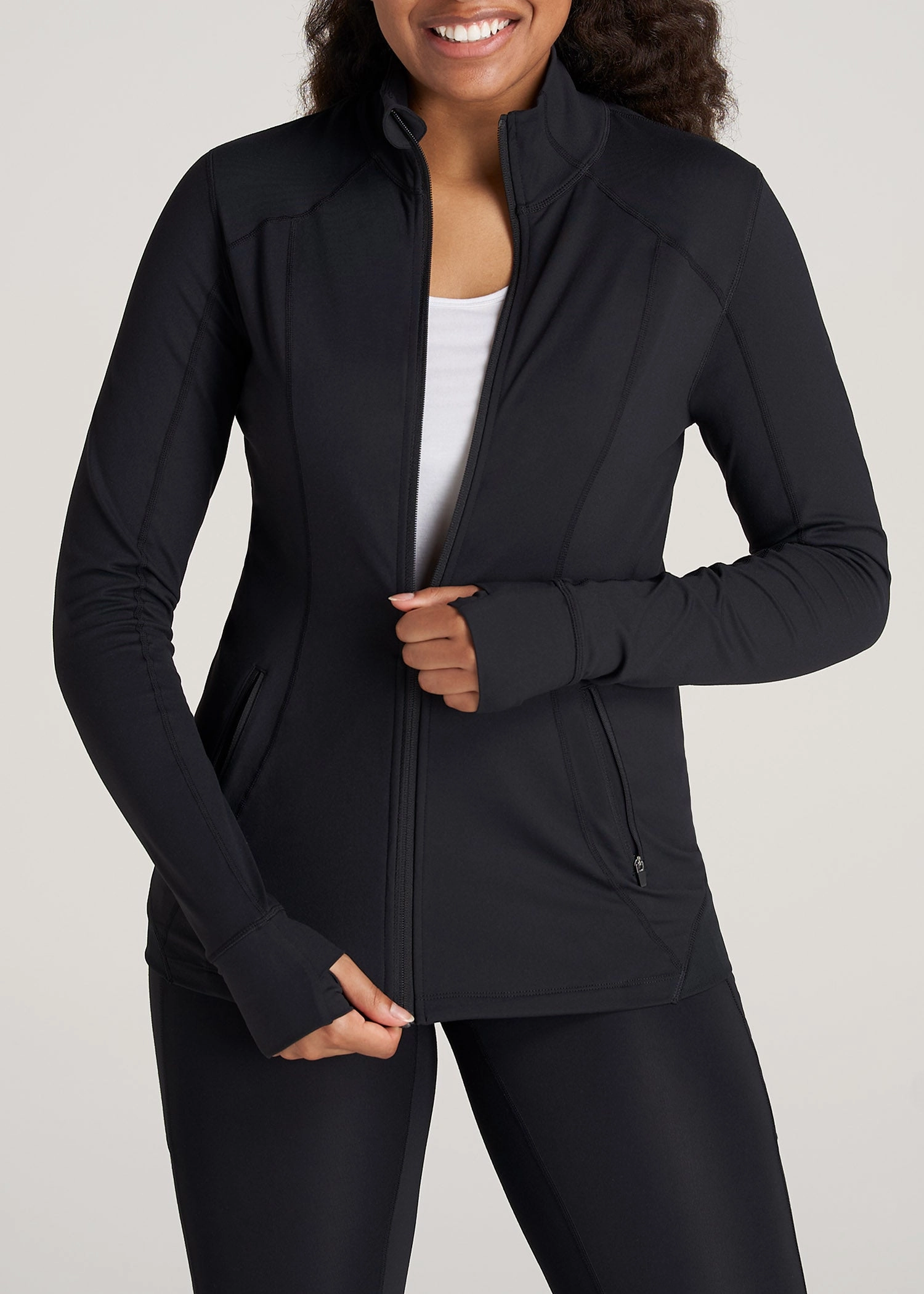Everyday Active Style Thick Insulation Women's Athletic Zip-Up Jacket in Black
