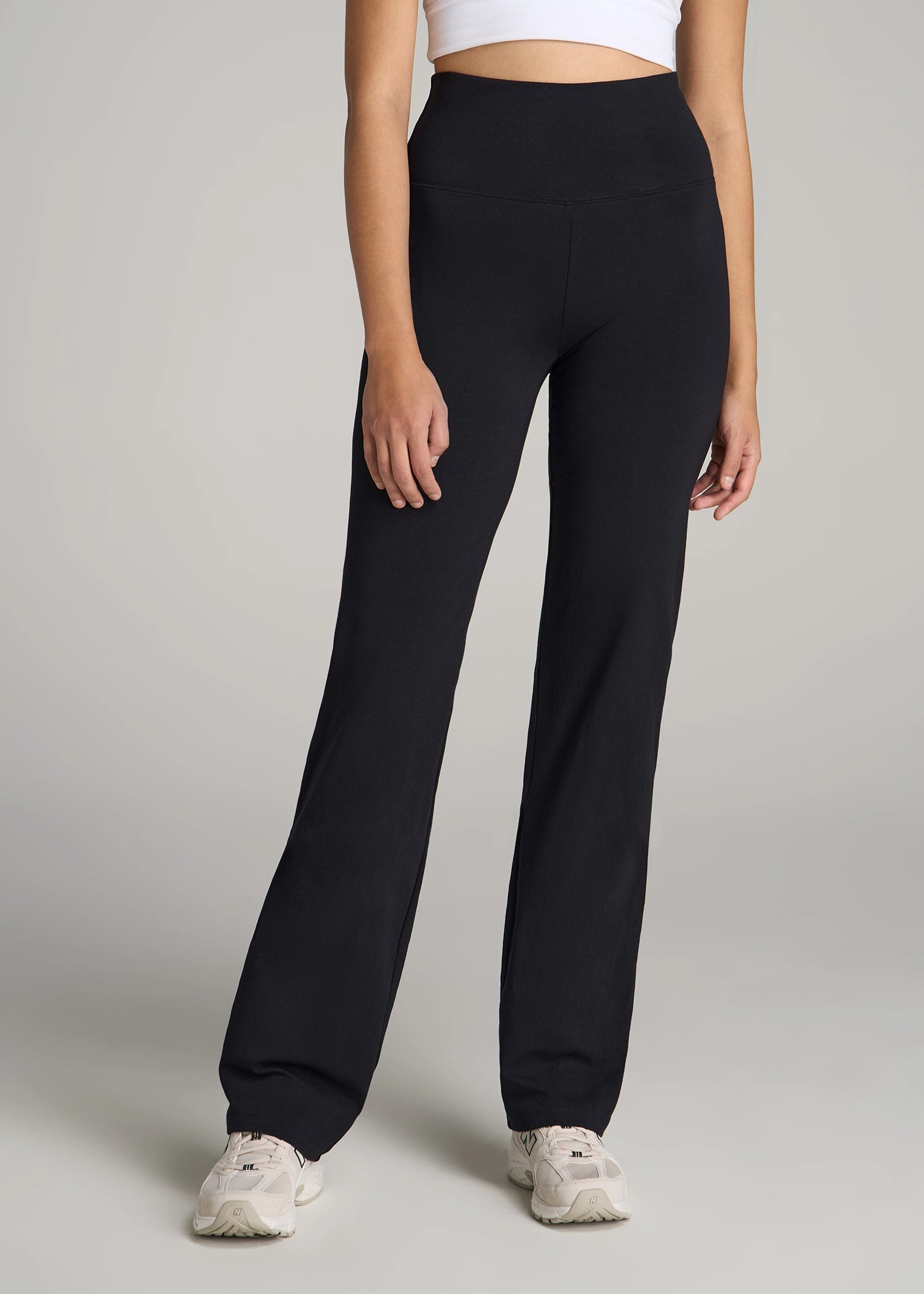 Double Layered Fabric Calm Fit Women's Straight Leg Cotton Legging in Black