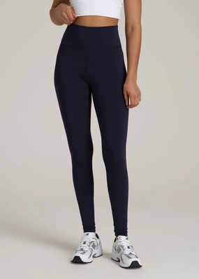 Minimalist Style Winter Sports Women's Tall Cotton Leggings in Dark Navy