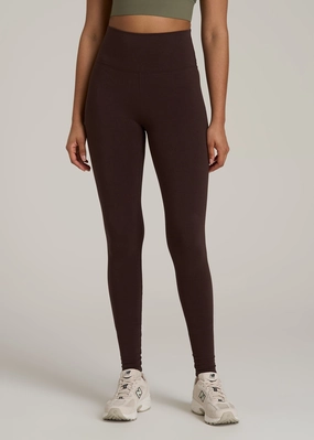 Mid Rise core strength Women's Tall Cotton Leggings in Espresso